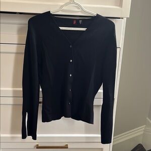 Black Long Sleeve Fitted Cardigan & Tank Top Set